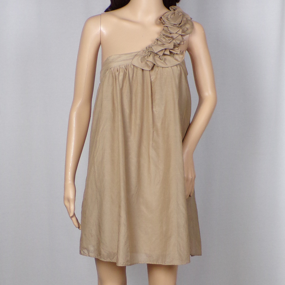ALYTHEA size S brown A-line silk-blend party dress